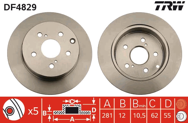 TRW DF4829 Brake Disc for...
