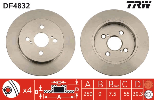TRW DF4832 Brake Disc for...
