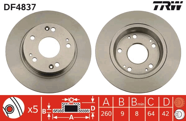 TRW DF4837 Brake Disc for...
