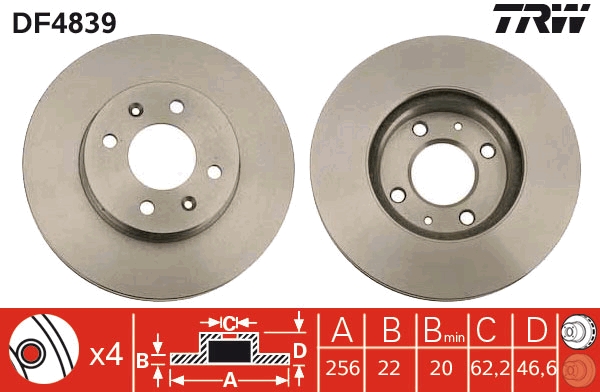 TRW DF4839 Brake Disc for...