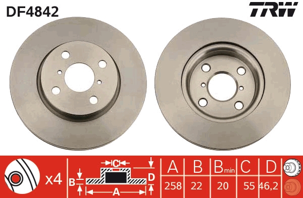 TRW DF4842 Brake Disc for...