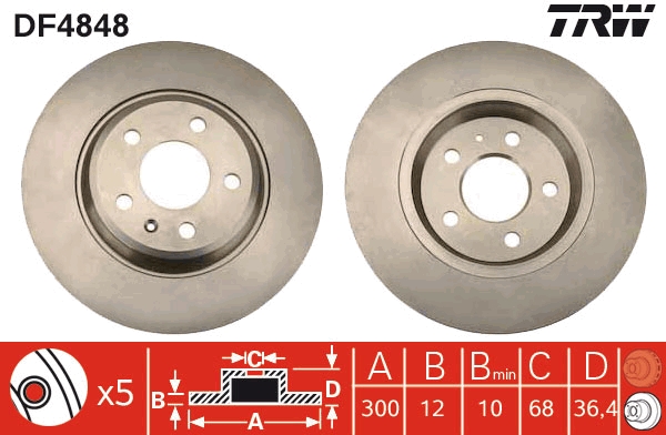 TRW DF4848 Brake Disc for...