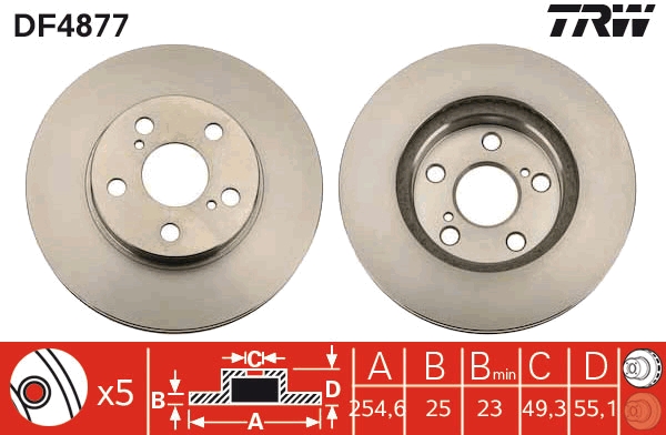 TRW DF4877 Brake Disc for...