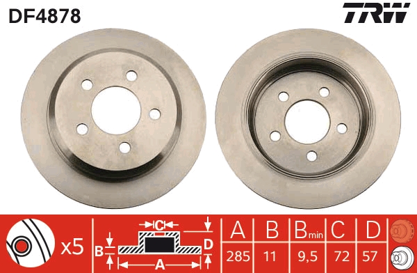 TRW DF4878 Brake Disc for JEEP