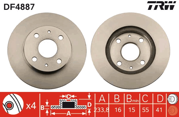 TRW DF4887 Brake Disc for...