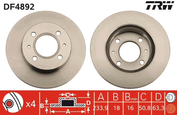 TRW DF4892 Brake Disc for...