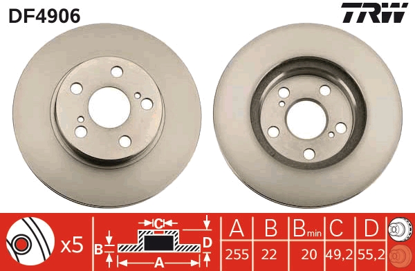 TRW DF4906 Brake Disc for...