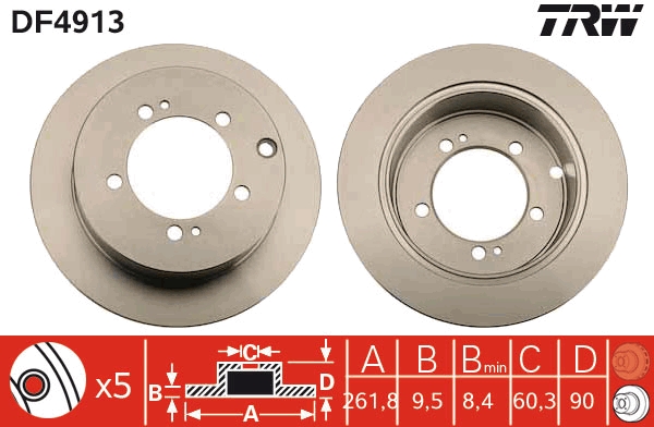 TRW DF4913 Brake Disc for...