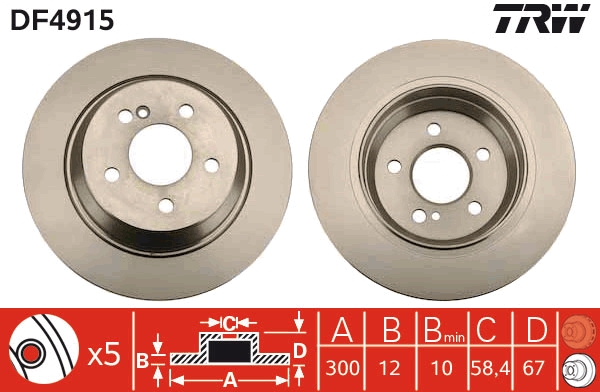 TRW DF4915 Brake Disc for...