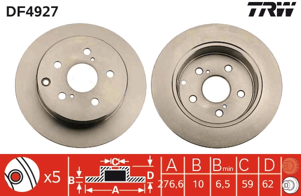 TRW DF4927 Brake Disc for...