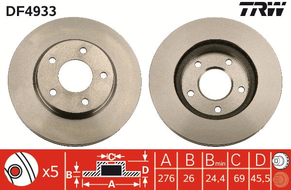 TRW DF4933 Brake Disc for...