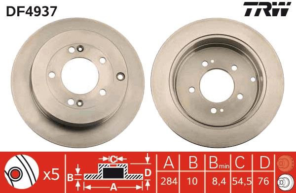TRW DF4937 Brake Disc for...