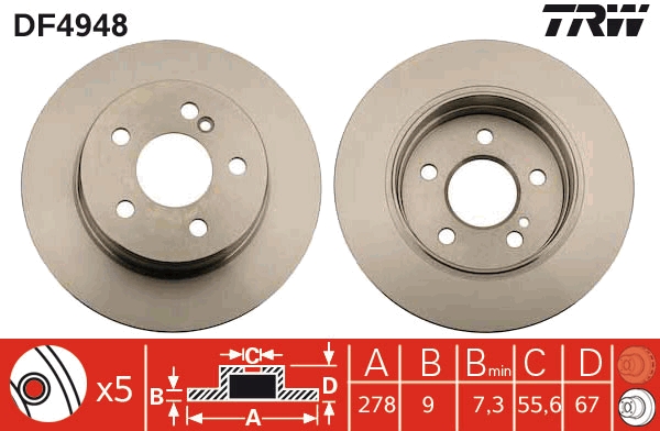 TRW DF4948 Brake Disc for...