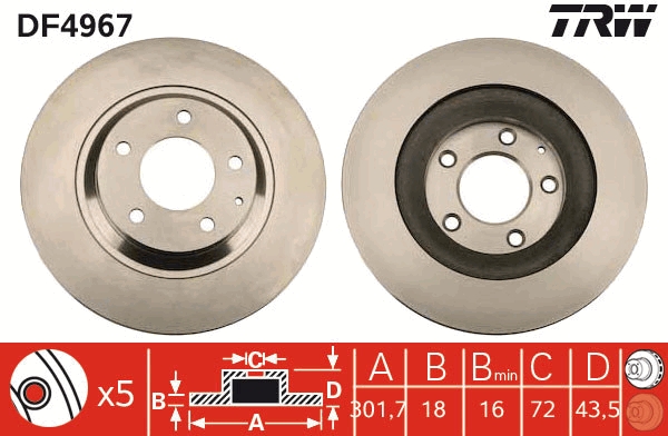 TRW DF4967 Brake Disc for...