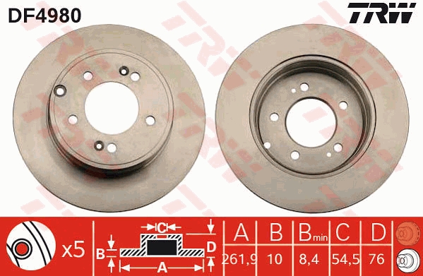TRW DF4980 Brake Disc for...