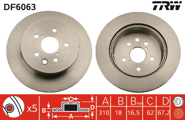 TRW DF6063 Brake Disc for...