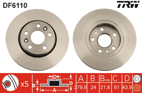 TRW DF6110 Brake Disc for...