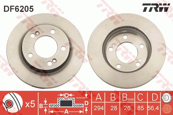 TRW DF6205 Brake Disc for...