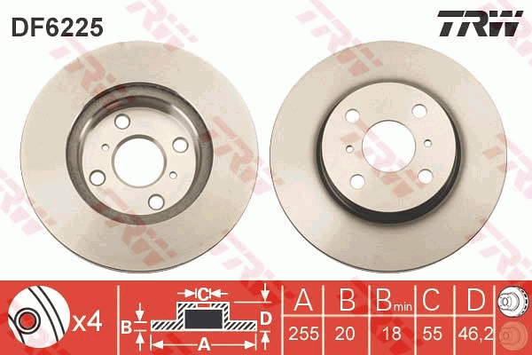 TRW DF6225 Brake Disc for...