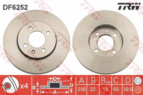 TRW DF6252 Brake Disc for...