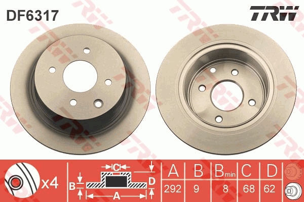 TRW DF6317 Brake Disc for...