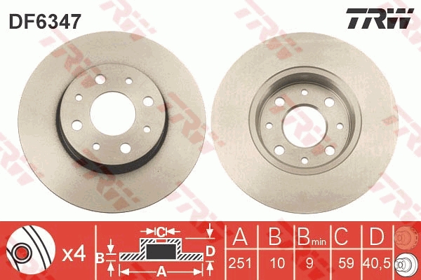 TRW DF6347 Brake Disc for...