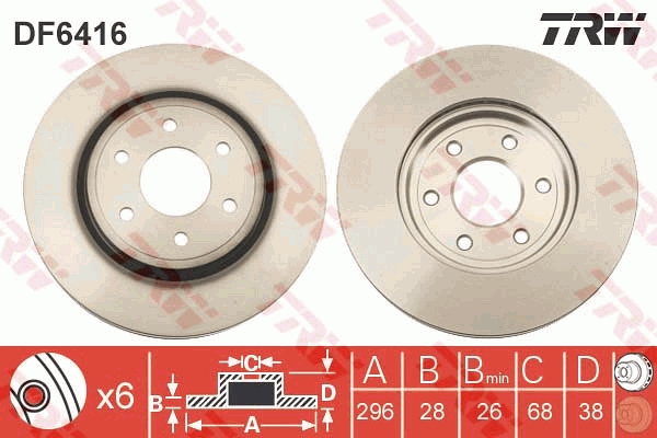 TRW DF6416 Brake Disc for...