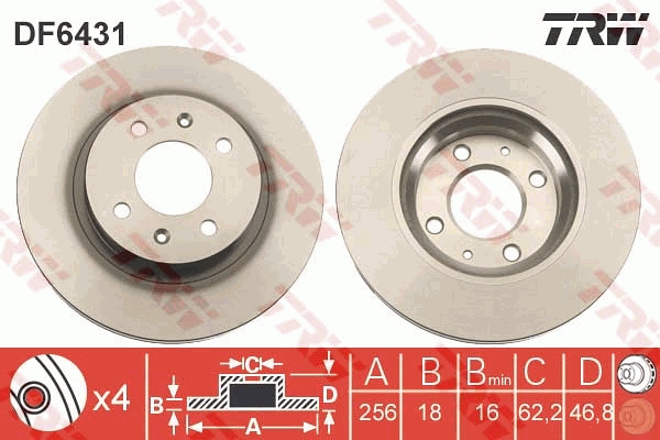 TRW DF6431 Brake Disc for...