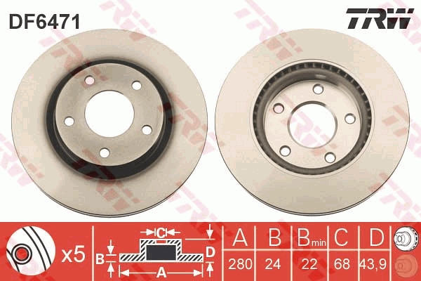 TRW DF6471 Brake Disc for...