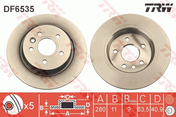 TRW DF6535 Brake Disc for...