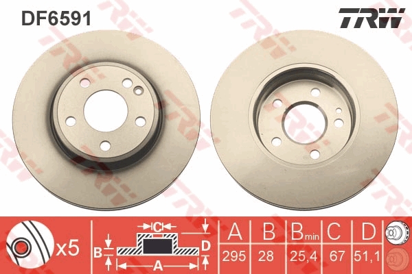 TRW DF6591 Brake Disc for...