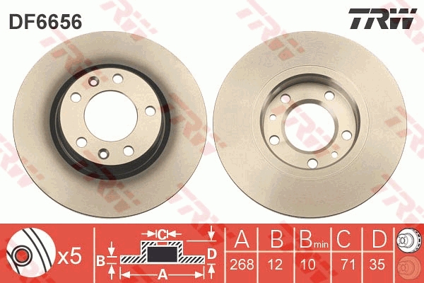 TRW DF6656 Brake Disc for...