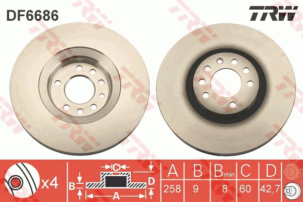 TRW DF6686 Brake Disc for...