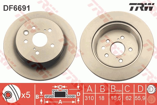 TRW DF6691 Brake Disc for...