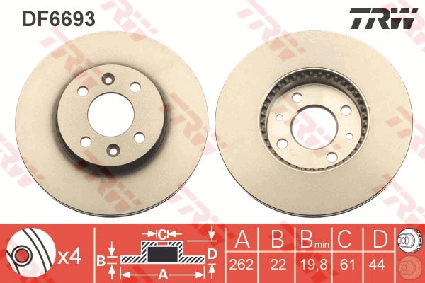 TRW DF6693 Brake Disc for...