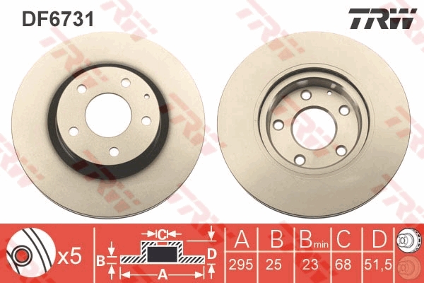 TRW DF6731 Brake Disc for...