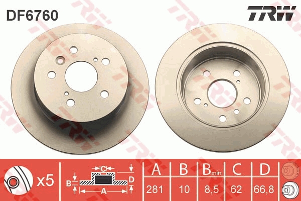 TRW DF6760 Brake Disc for...