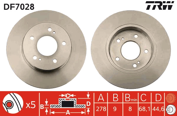 TRW DF7028 Brake Disc for...