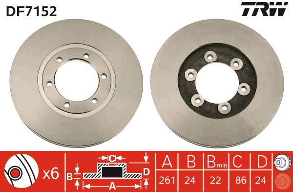 TRW DF7152 Brake Disc for KIA