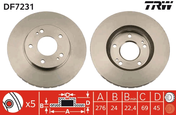 TRW DF7231 Brake Disc for...