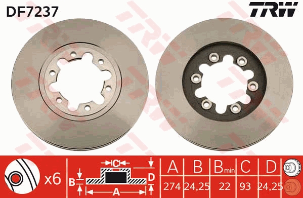 TRW DF7237 Brake Disc for...