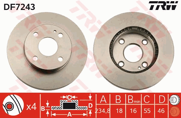 TRW DF7243 Brake Disc for...
