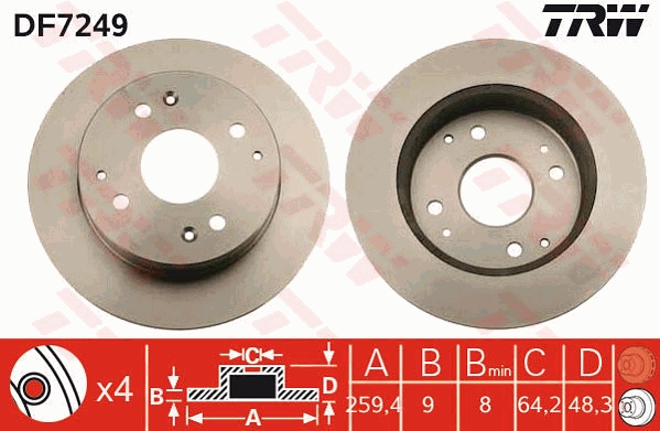 TRW DF7249 Brake Disc for...