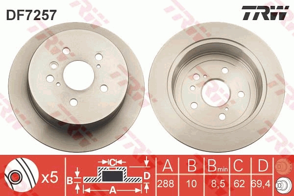 TRW DF7257 Brake Disc for...