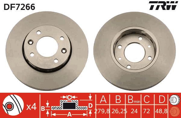 TRW DF7266 Brake Disc for KIA