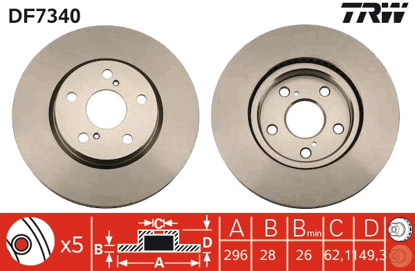 TRW DF7340 Brake Disc for...