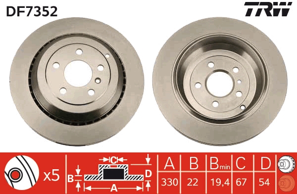 TRW DF7352 Brake Disc for...
