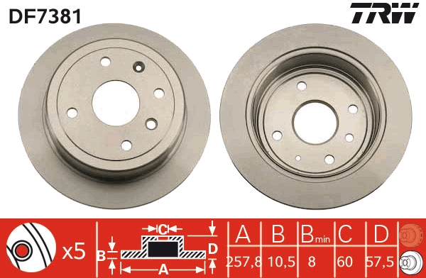 TRW DF7381 Brake Disc for...