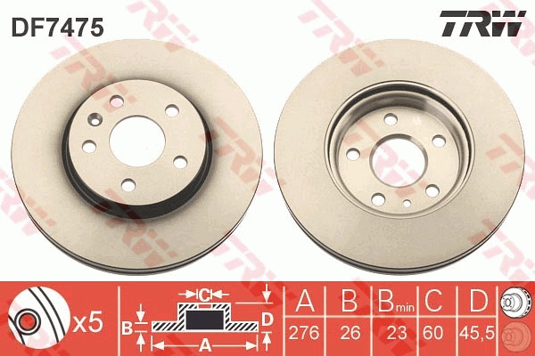 TRW DF7475 Brake Disc for...