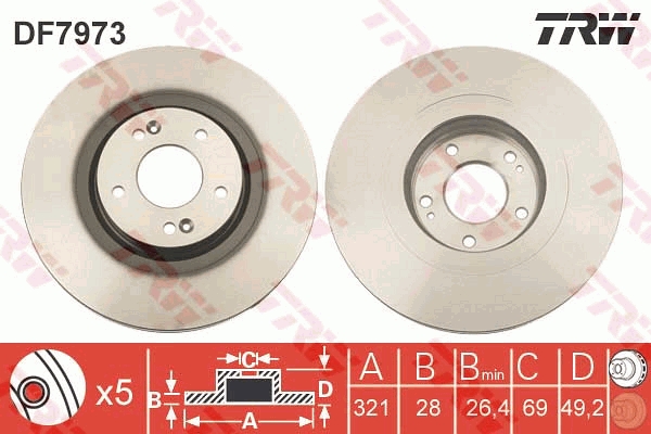 TRW DF7973 Brake Disc for...